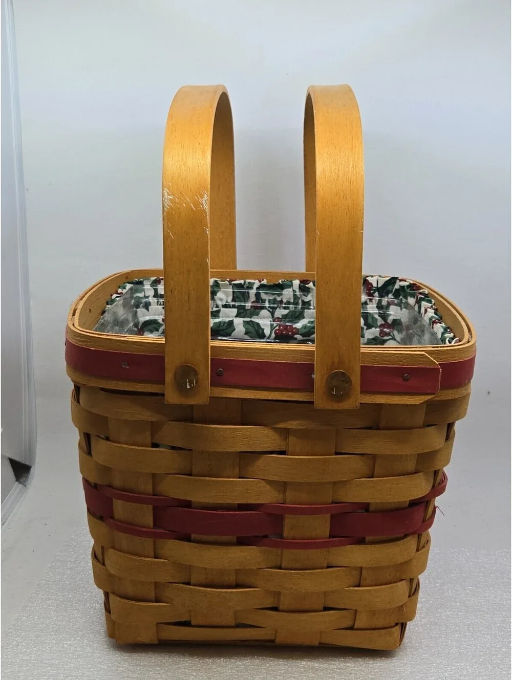 Longaberger Christmas Collection 1995 Edition Cranberry Basket w Liners